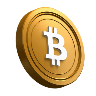 Pièce de Bitcoin (BTC) penchée intégrée au design de la section hero